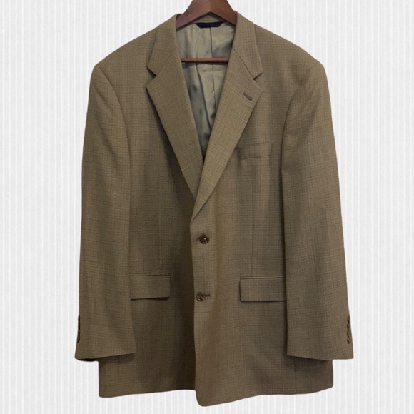 Burberry London Union Made Tan Windowpane Blazer Size 48R - Picture 1 of 13